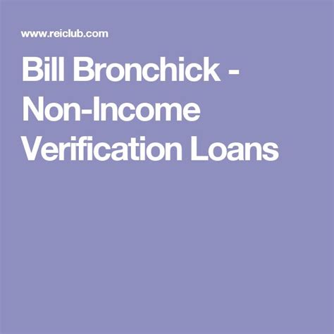 Non Income Verification Loan